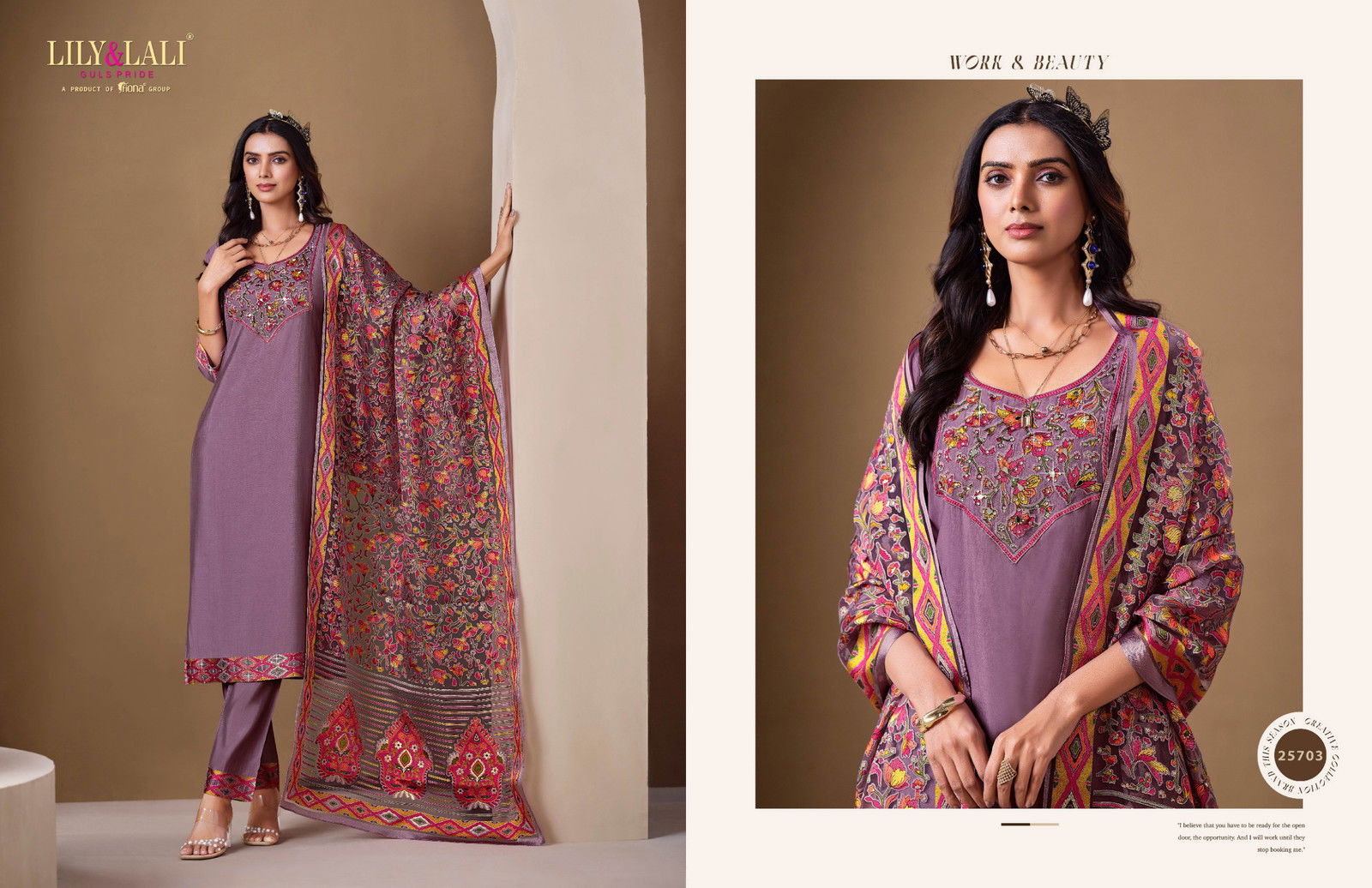 Lily And Lali Brasso Roman Silk Kurti Bottom With Dupatta Collection